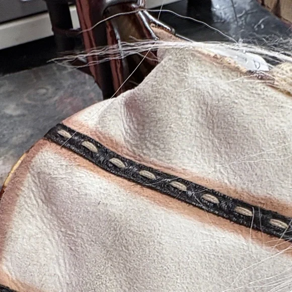 Unique Fendi Cream and Brown Oyster Suede Bag with Fur Accent - Picture 8 of 9